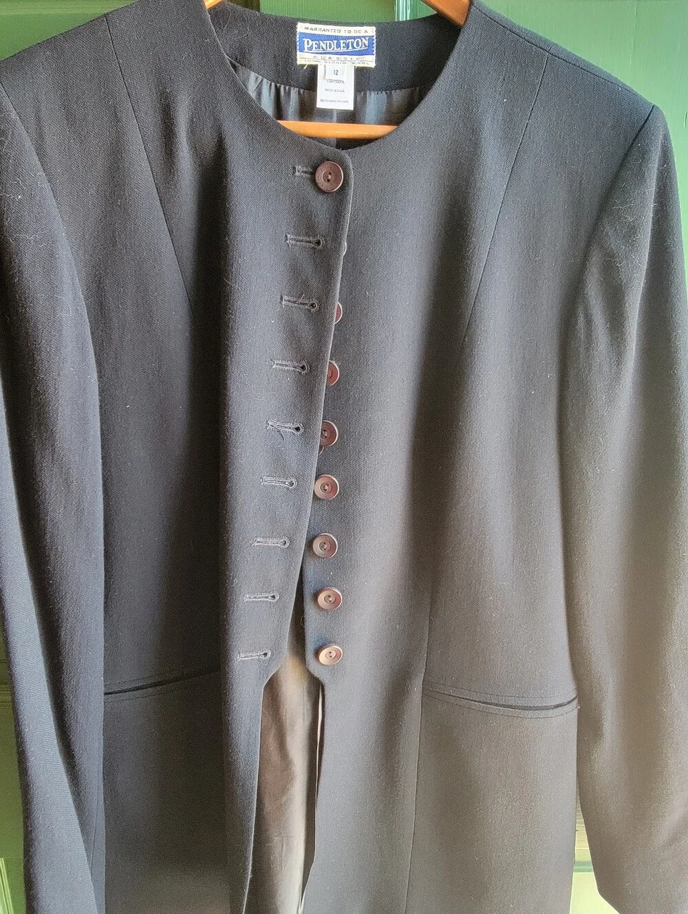 Vintage Pendleton Women's Navy Button-Front Round-Neck Blazer Sz 12 - Picture 3 of 6